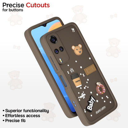 Pikkme Vivo Y31 / Y51 Cute Fun Cartoon 3D Bear Coffee Back Cover (Brown)