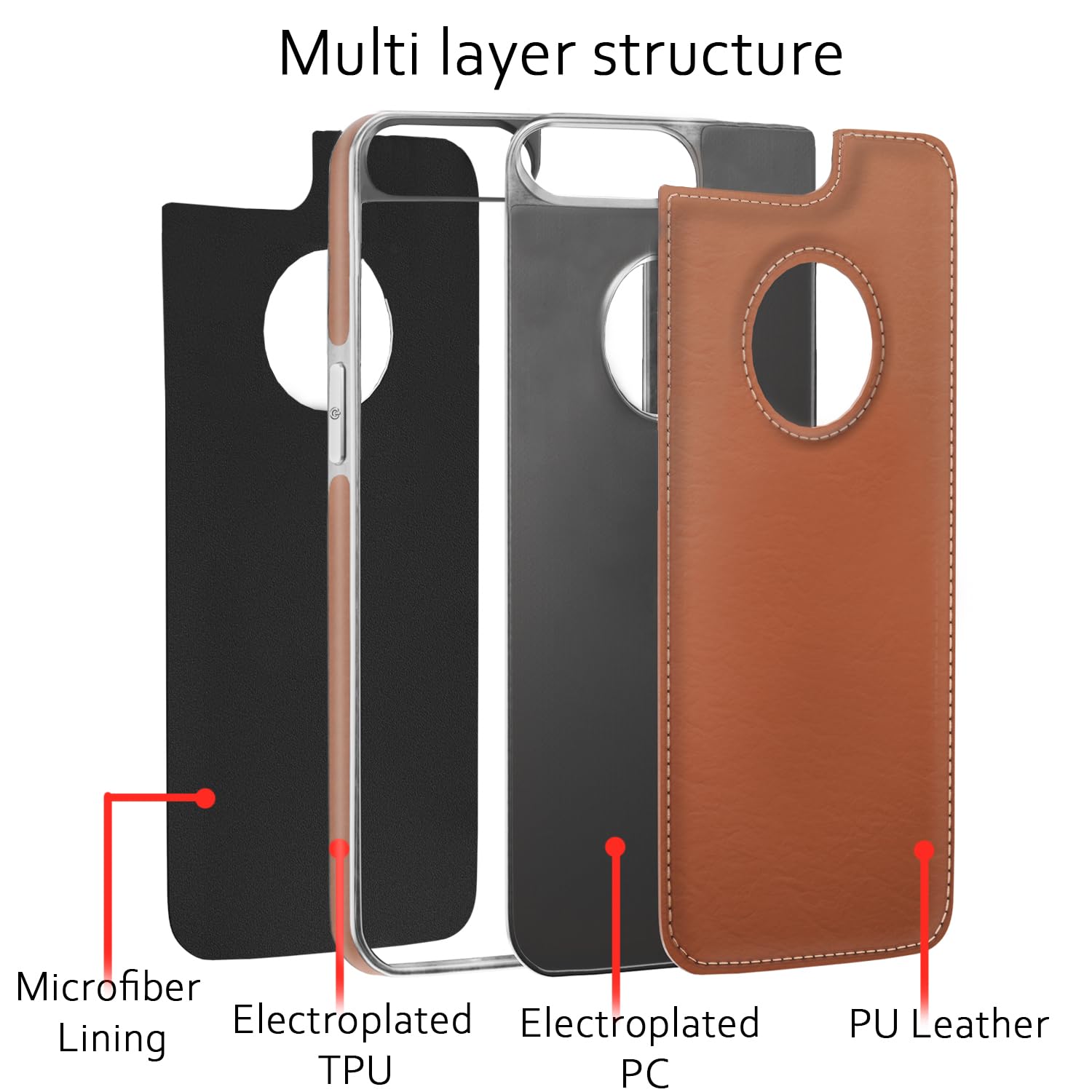 Pikkme iPhone 7 Plus/8 Plus Silver Electroplated Chrome Leather Back Cover (Tan)
