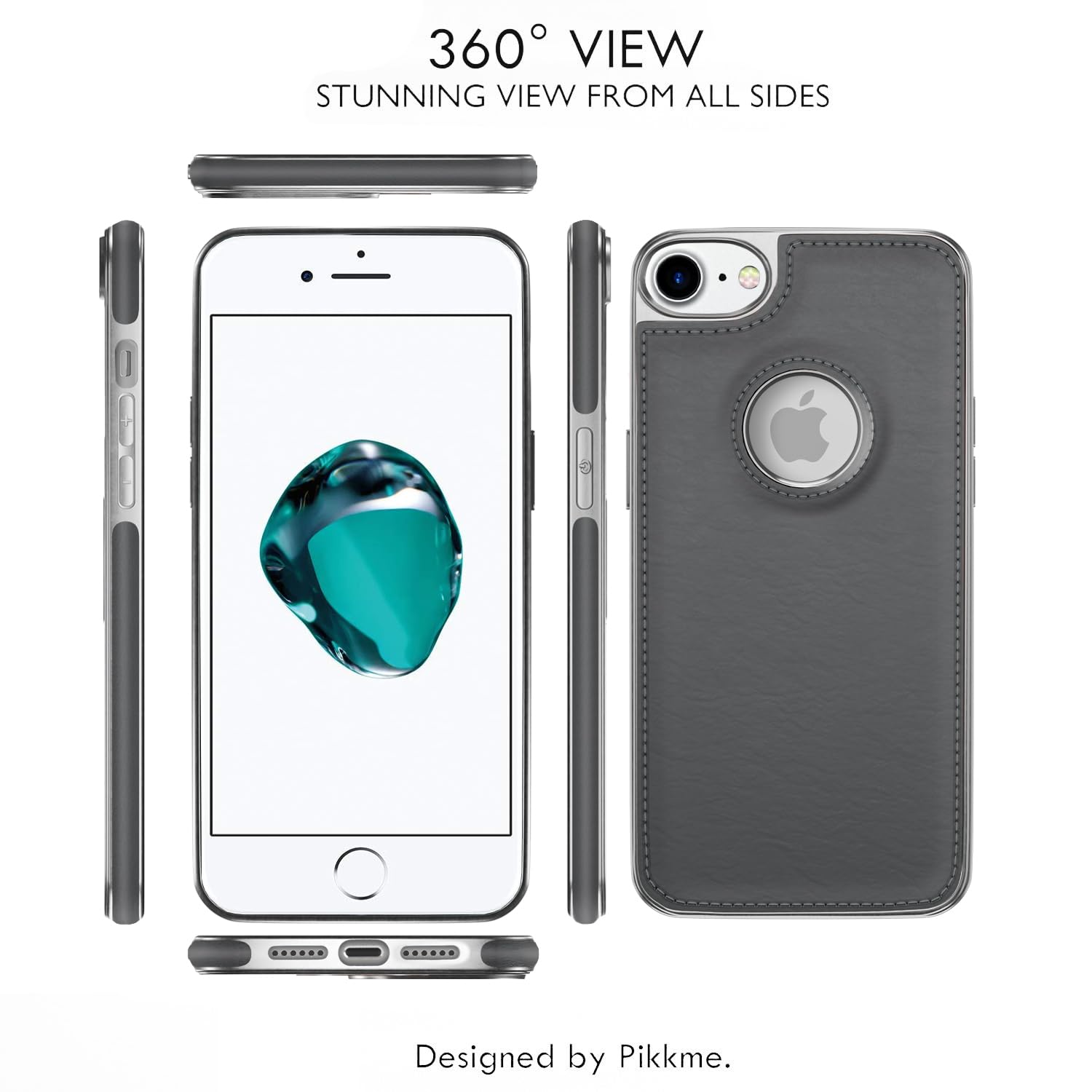 iPhone 7/8 Leatherback back cover in chrome grey by Pikkme – photo 3