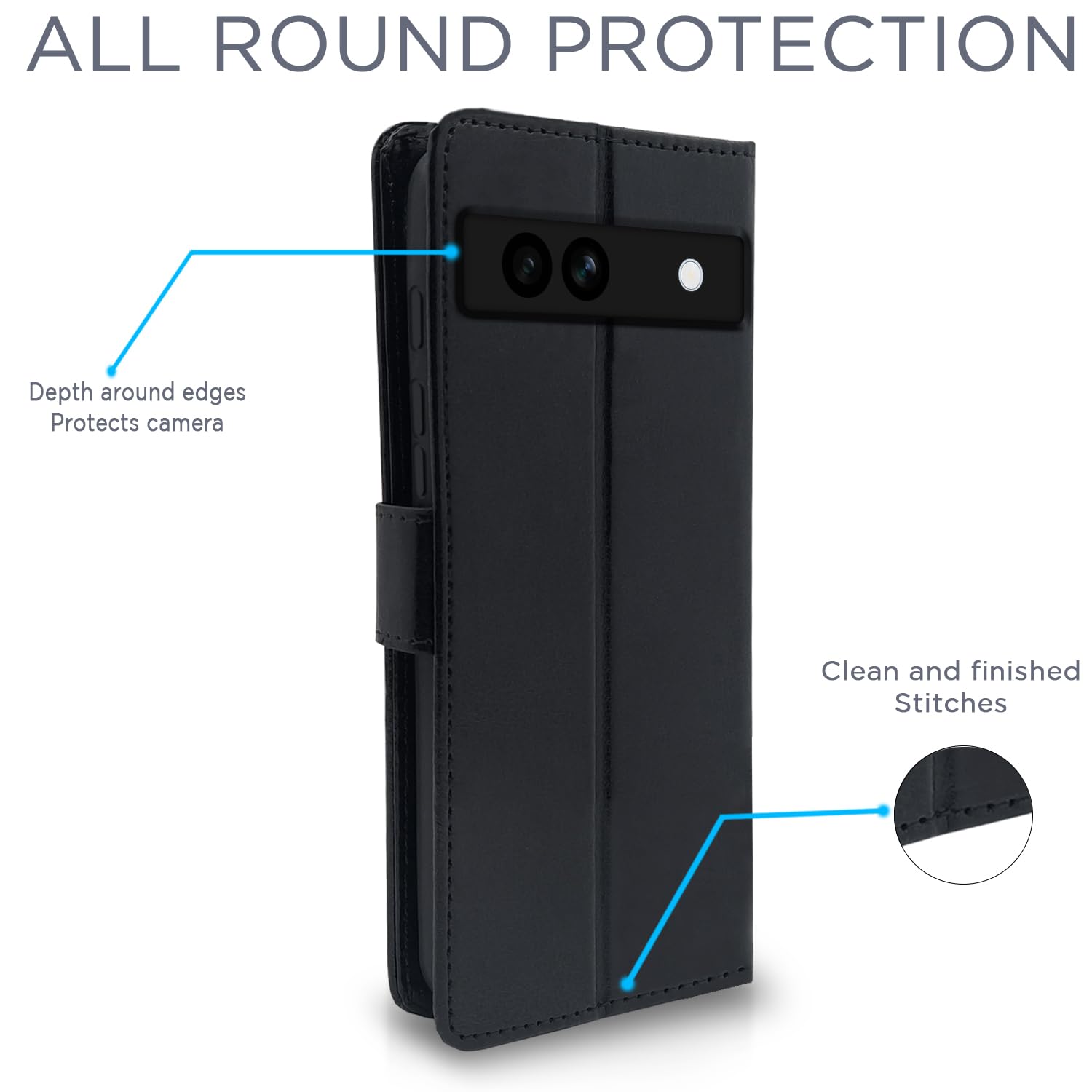 Pikkme Google Pixel 7A Vintage Flip Cover (Black)