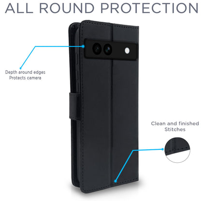 Pikkme Google Pixel 7A Vintage Flip Cover (Black)