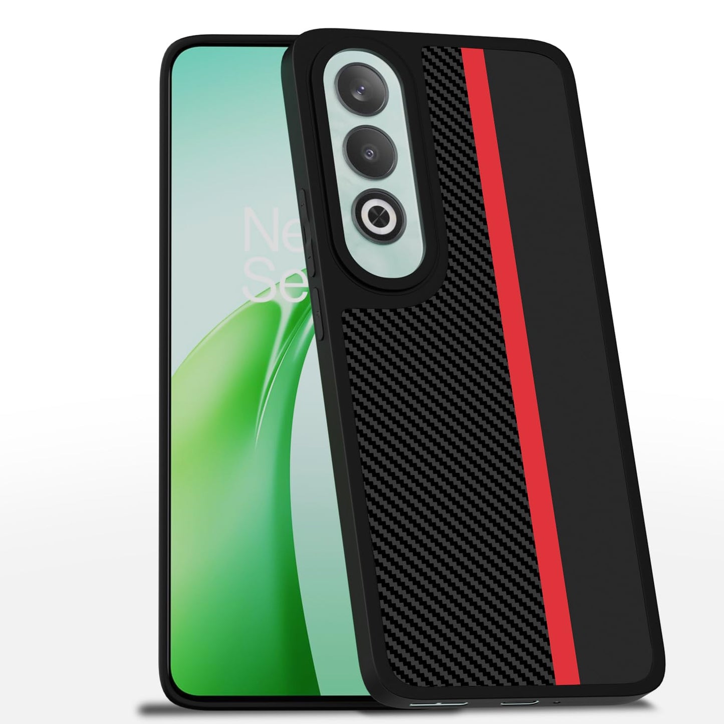 Pikkme OnePlus Nord Ce 4 5G Red Stripe Pattern Back Cover (Black)