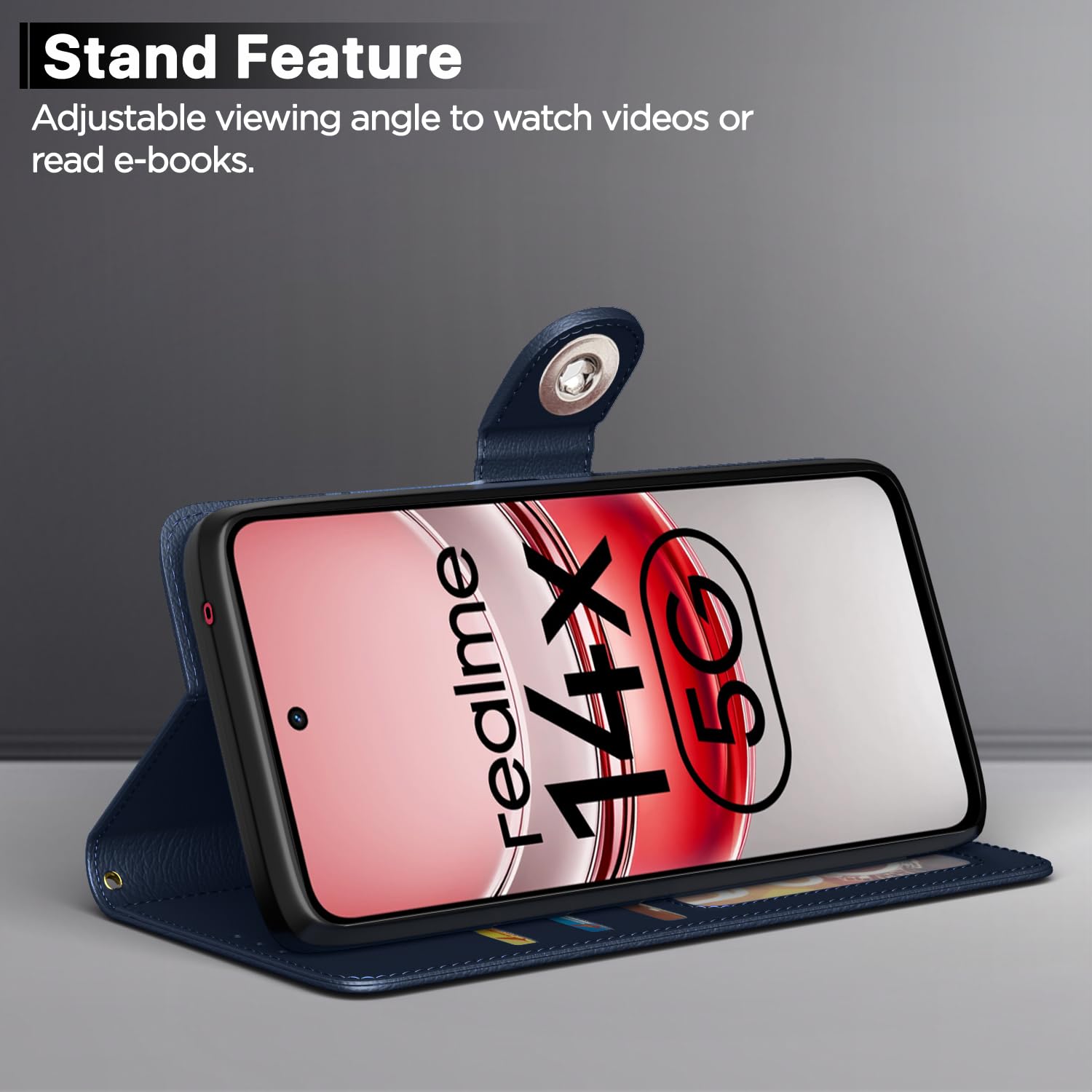 Blue wallet flip cover for Realme Narzo 80x/P3x/14X 5G – Pikkme – photo 3