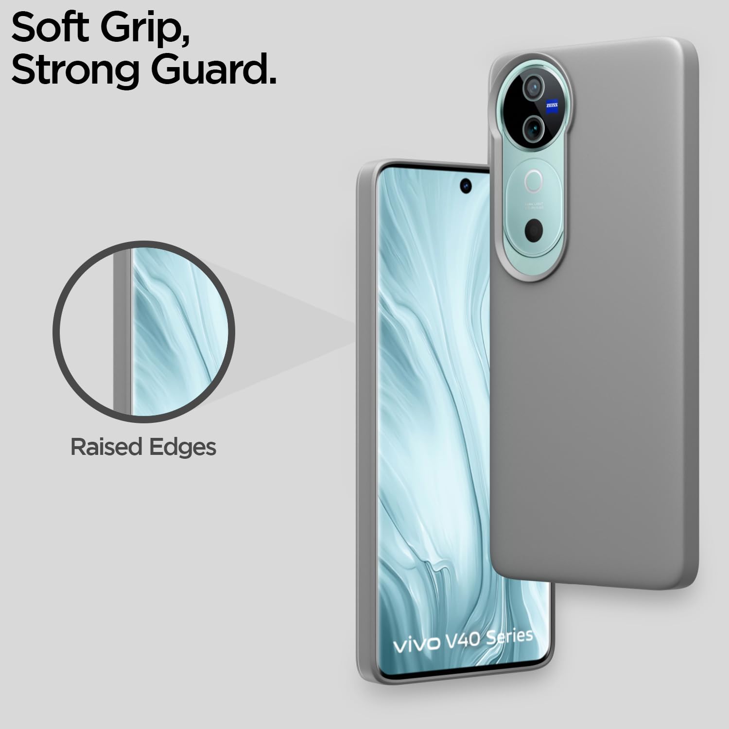 Pikkme Vivo V40 5G / V40 Pro 5G / T3 Ultra 5G SideCut Soft Matte Silicone Back Cover (Grey)