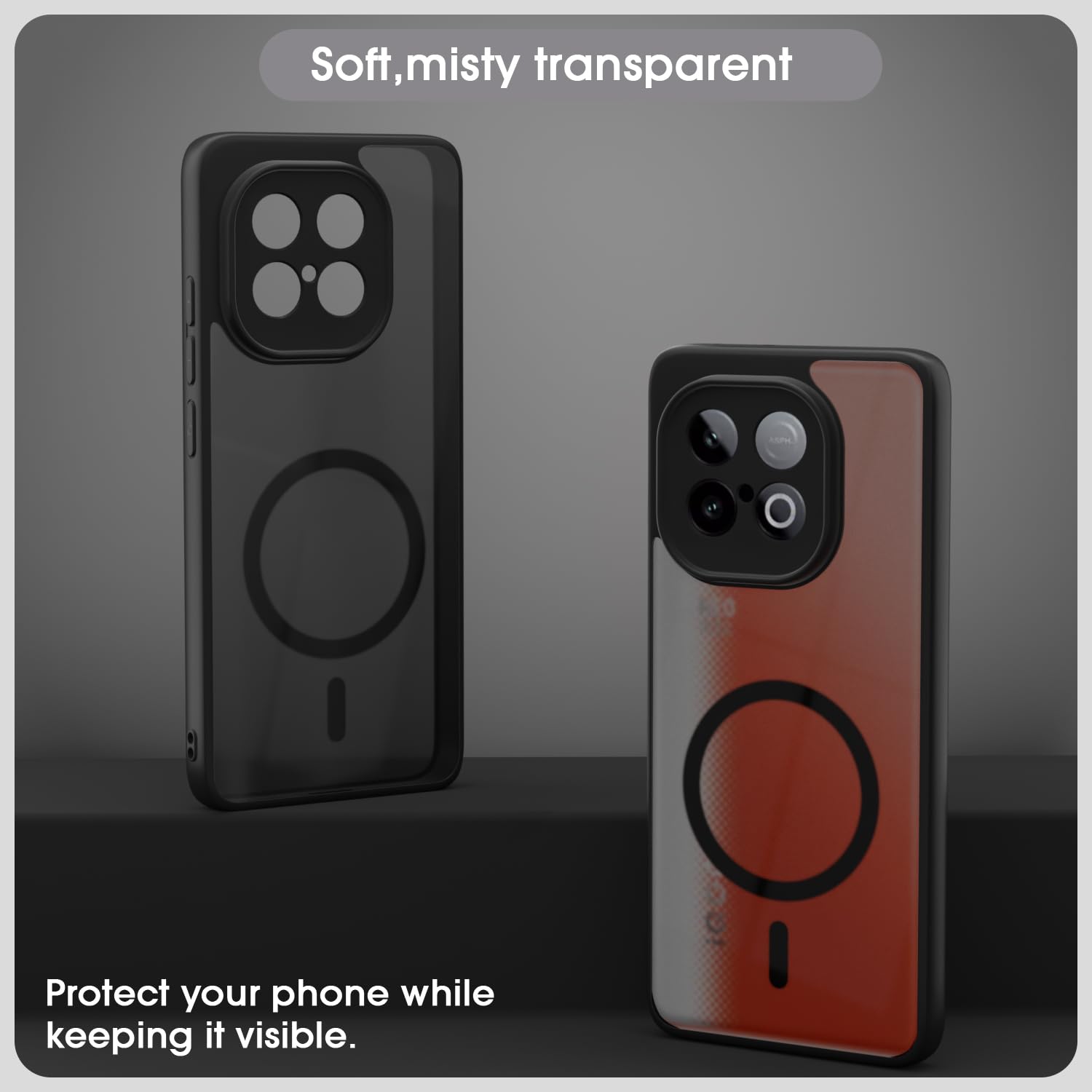 iQOO Neo 10/Vivo Y300 GT 5G mobile back cover in black smoke mag-safe by Pikkme – photo 3