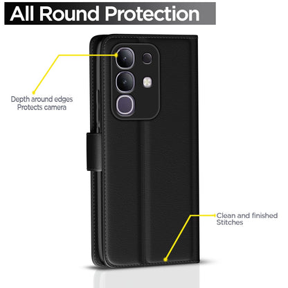 Pikkme Vivo T4x 5G / iQoo Z10x 5G Vintage Flip Cover (Black)