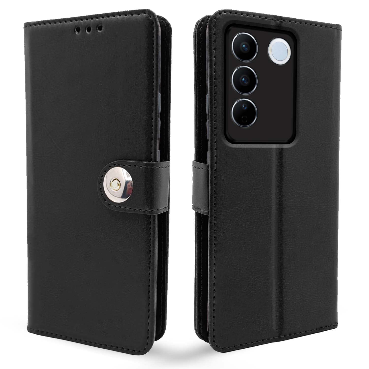 Pikkme black mobile flip cover for Vivo V27/V27 Pro 5G