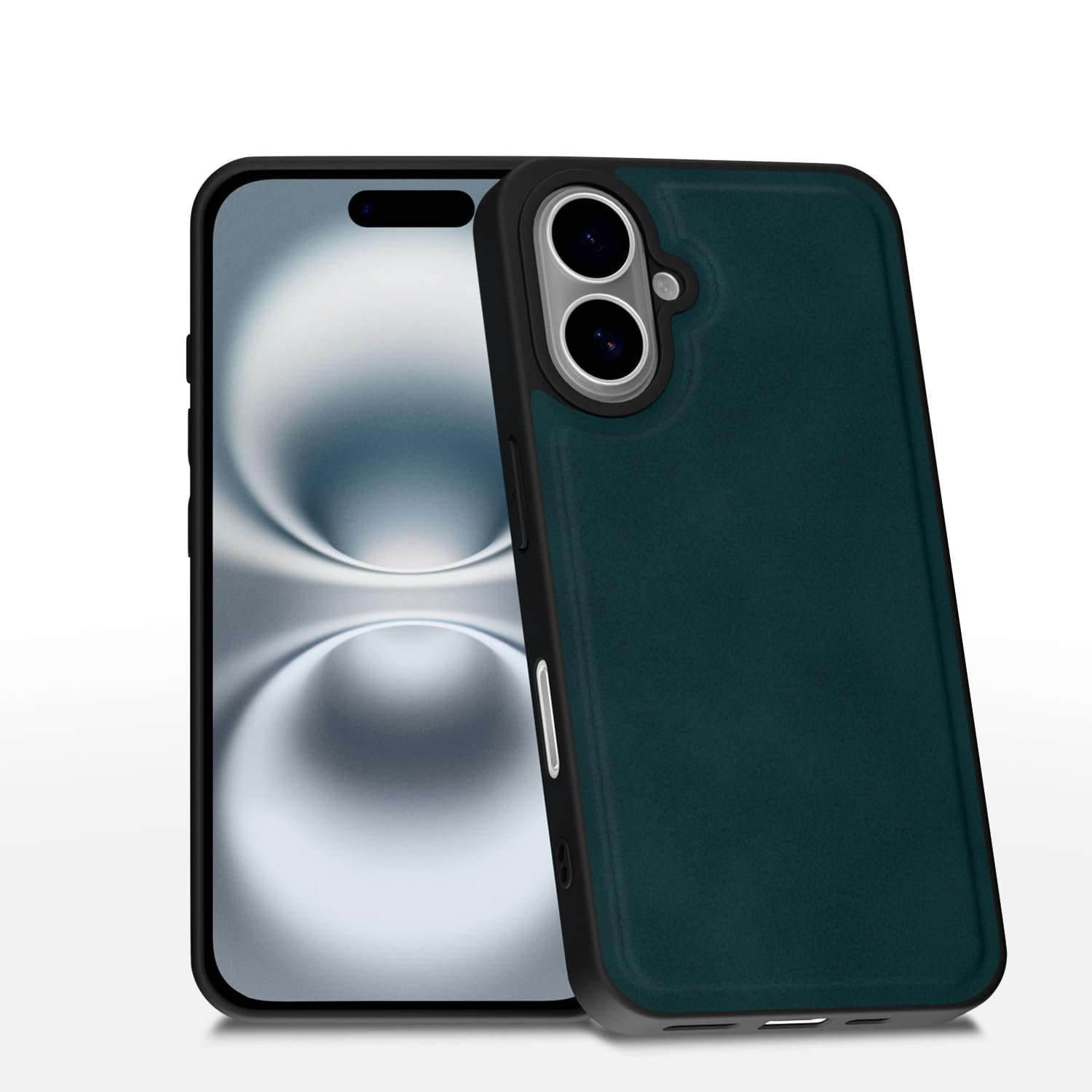 Pikkme green Leather mobile back cover for iPhone 16