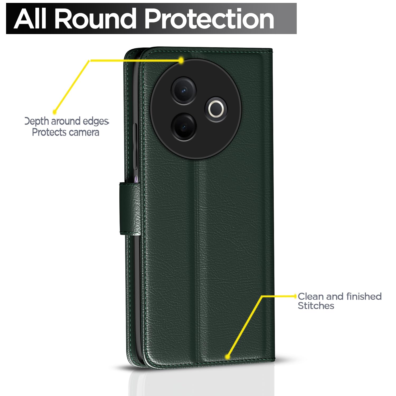 Pikkme Vivo Y39 5G Vintage Flip Cover (Green)