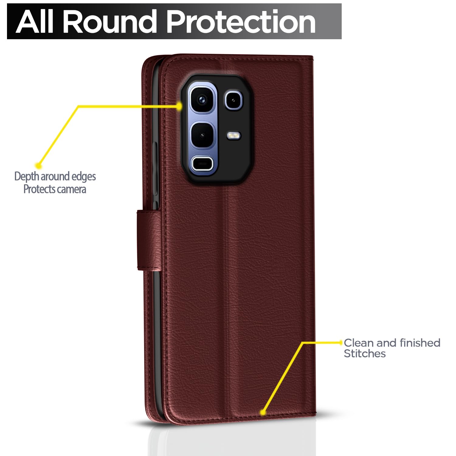 Infinix Note 50s 5G wallet flip cover in brown by Pikkme – photo 4