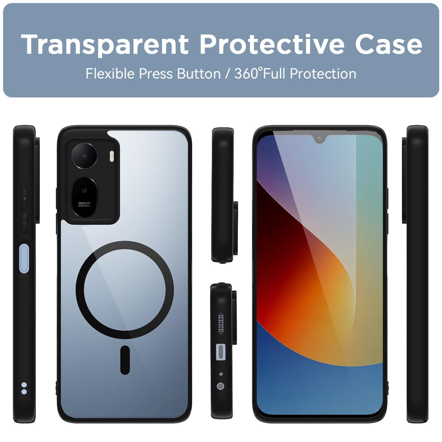 Black mag-safe MagSafe mobile back cover for Redmi A7 Pro/Poco C85x 5G – Pikkme – photo 2