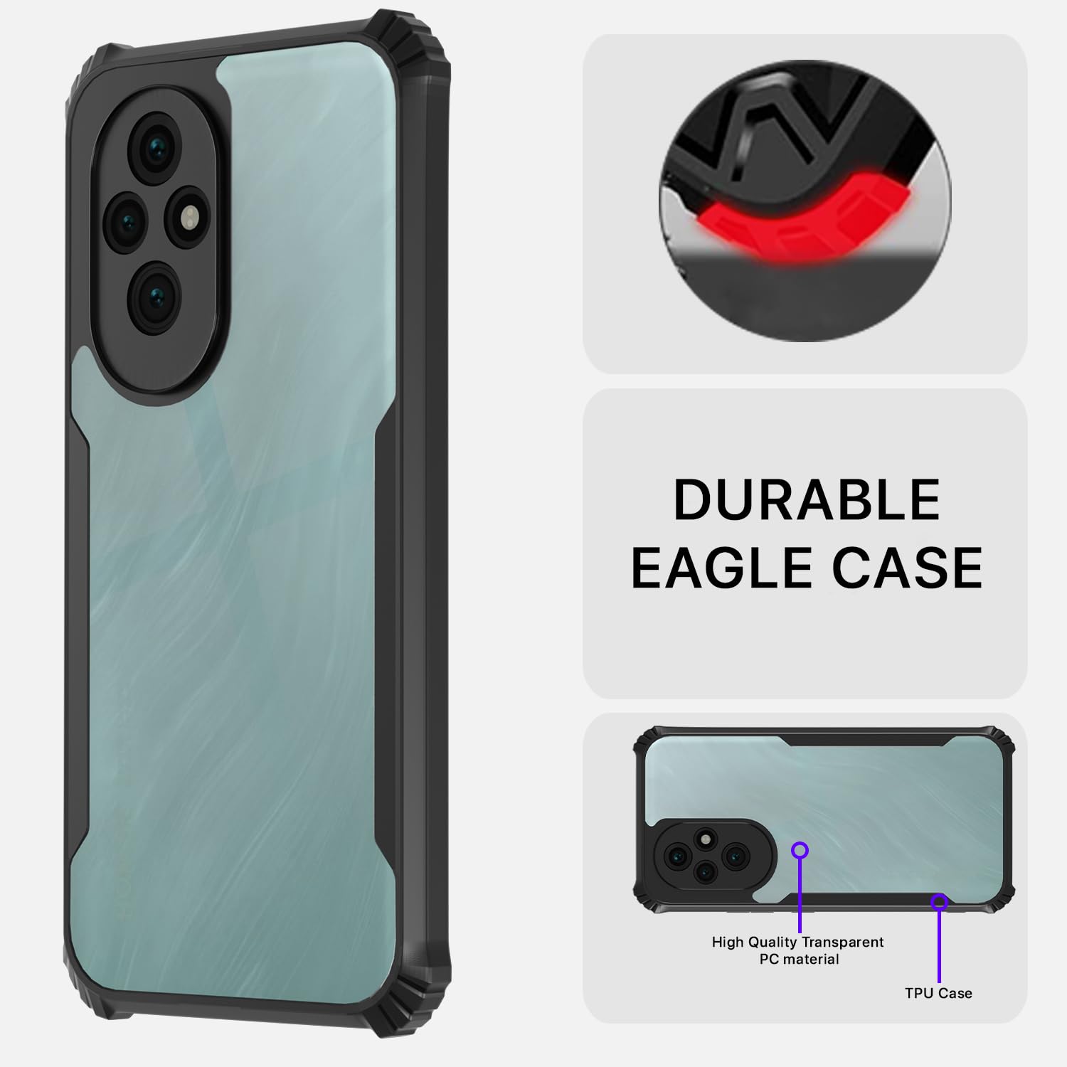 Pikkme Honor 200 Pro 5G Eagle Back Cover (Black)