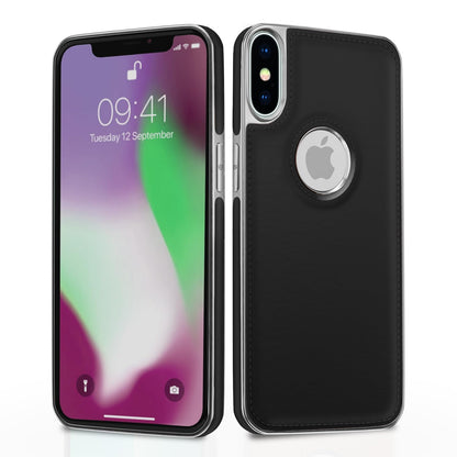  iPhone Xs Max Chrome Leather Back Cover -Black