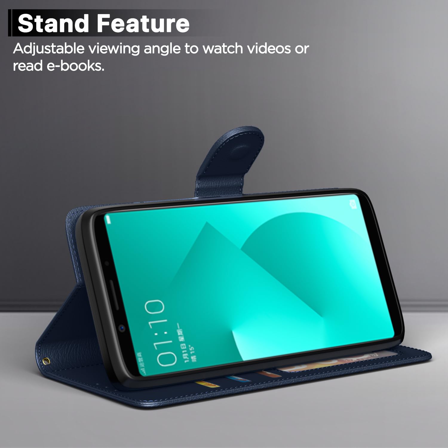 Oppo A83 flip case in blue by Pikkme – photo 3