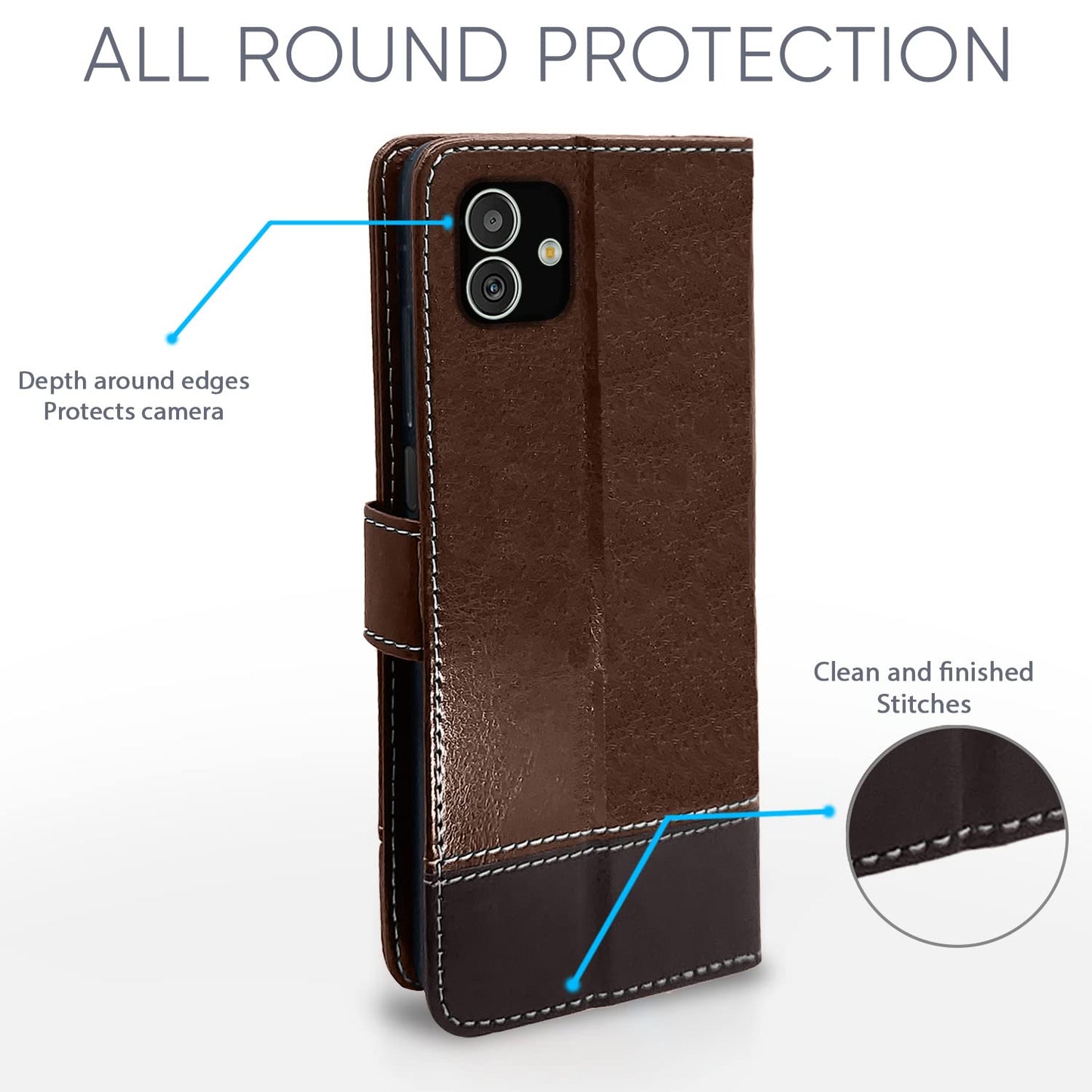 Pikkme Samsung Galaxy F14 5G Constrast Flip Cover | Brown & Coffee