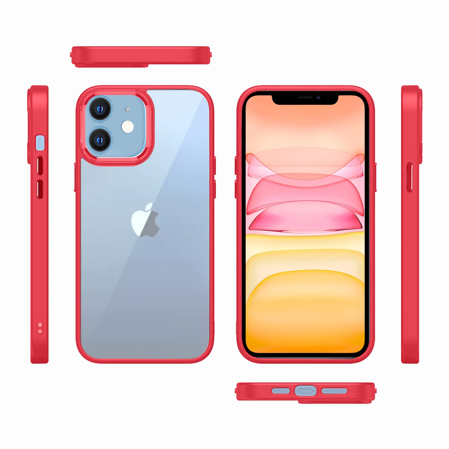 Pikkme iPhone 11 Electroplated Crome Metal Ring Back Cover (Red)