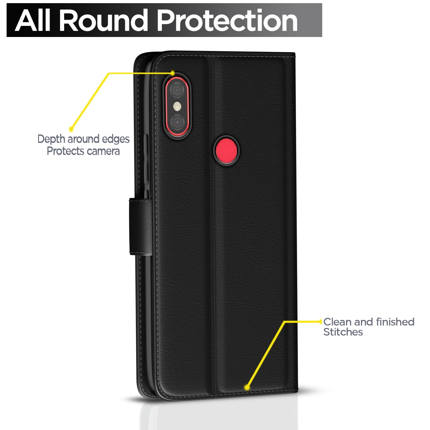 Redmi Note 6 Pro flip case in black by Pikkme – photo 4