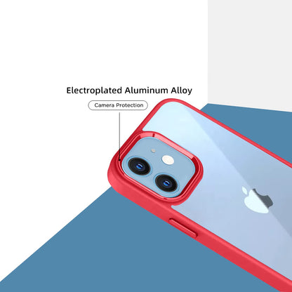 Pikkme iPhone 11 Electroplated Crome Metal Ring Back Cover (Red)