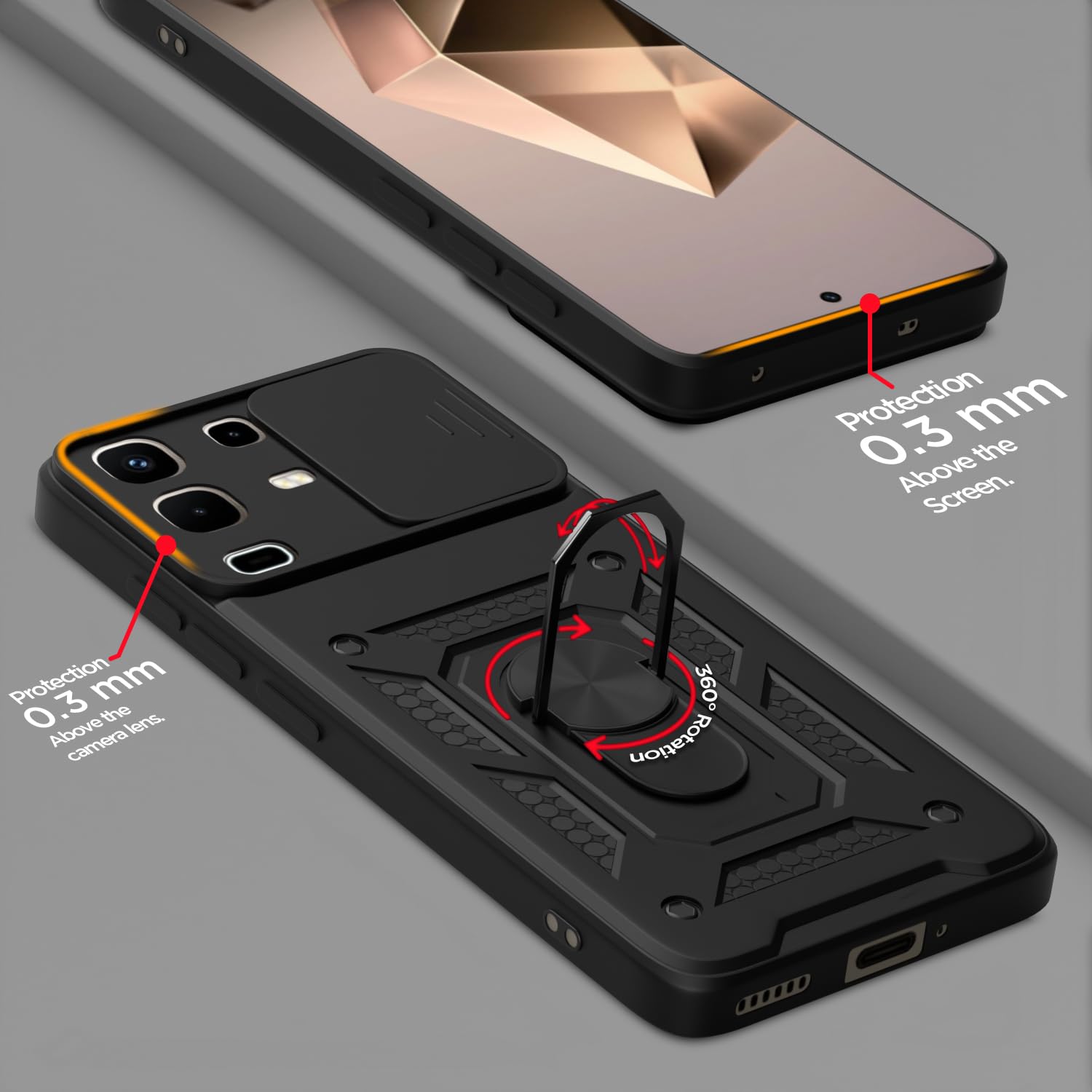 Pikkme Infinix Note 50s 5G/360 D10 Camera Shield black back cover – photo 4