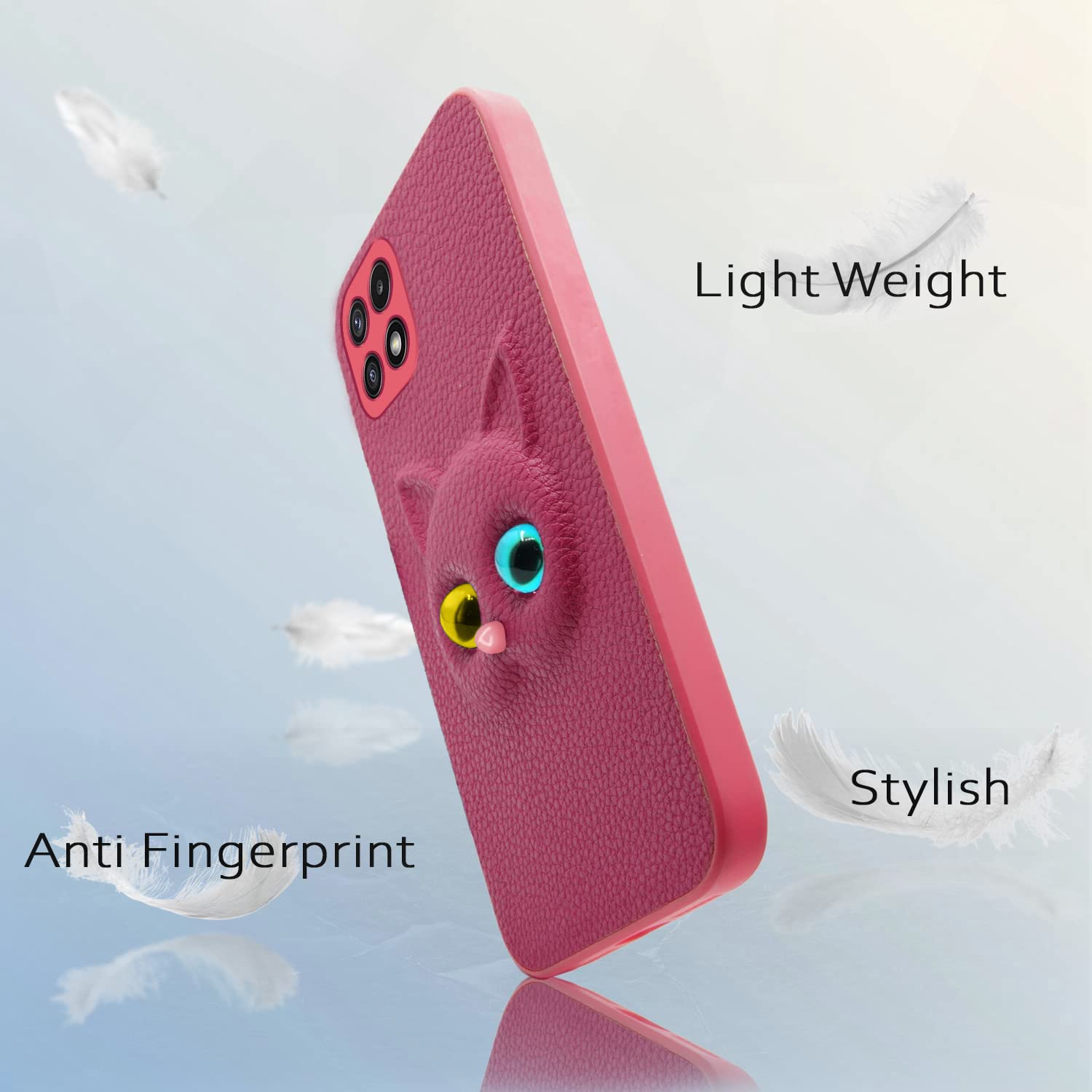 Pikkme Samsung Galaxy A22 5G / F42 5G Kitty Back Cover (Pink)