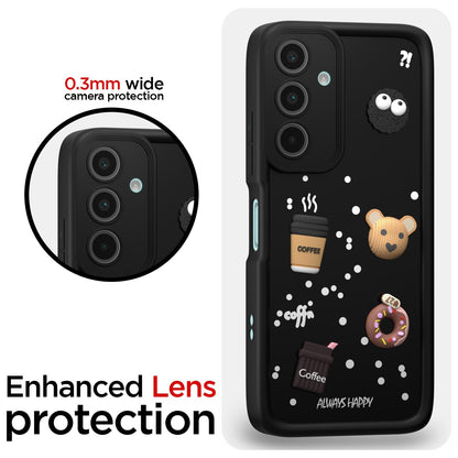 Pikkme Samsung Galaxy A16 5G Cute Fun Cartoon 3D Bear Coffee Back Cover (Black)