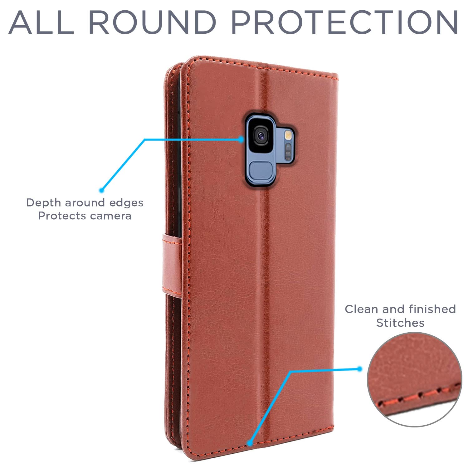 Samsung S9 Wallet flip cover in brown by Pikkme – photo 4