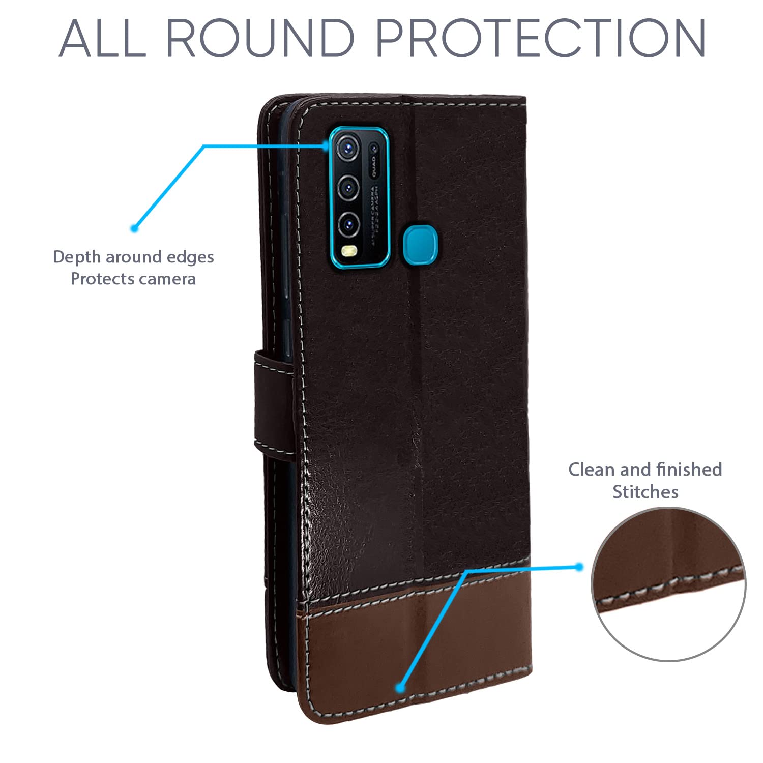 Vivo Y30/Y50 flip cover in coffee & brown by Pikkme – photo 4