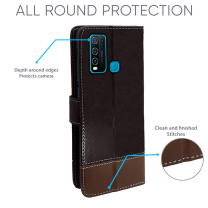 Vivo Y30/Y50 flip cover in coffee & brown by Pikkme – photo 4