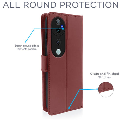 Pikkme brown Wallet flip case for Vivo V40/V40 Pro/T3 Ultra 5G – photo 4