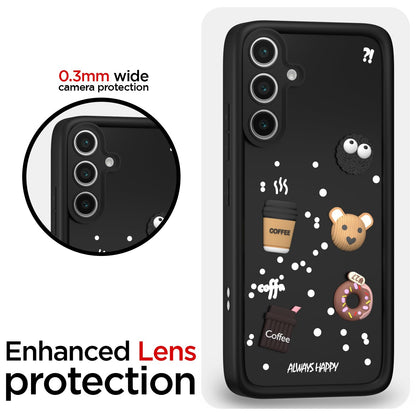 Pikkme Samsung Galaxy S24 FE 5G Cute Fun Cartoon 3D Bear Coffee Back Cover (Black)