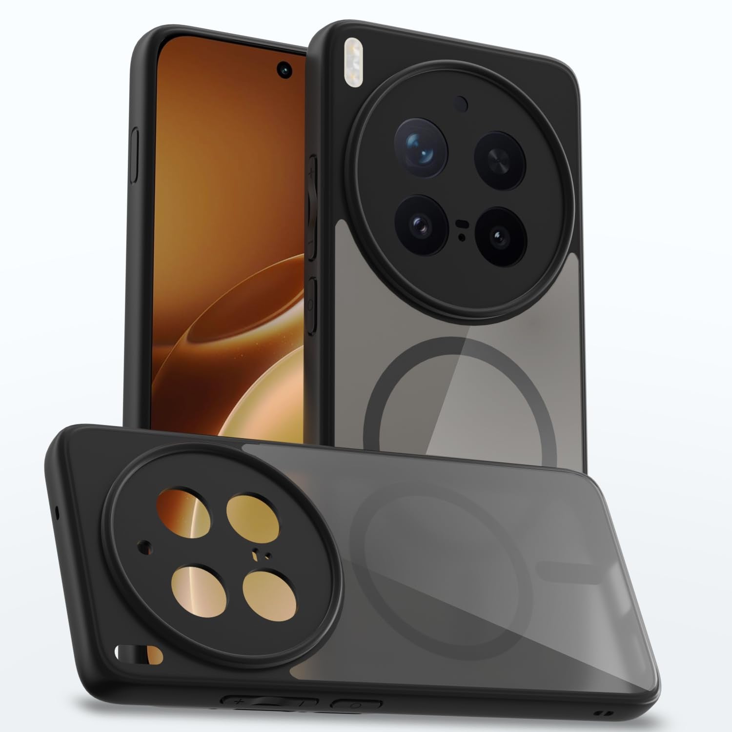 Pikkme black smoke mag-safe MagSafe phone cover for Vivo X300 Pro 5G