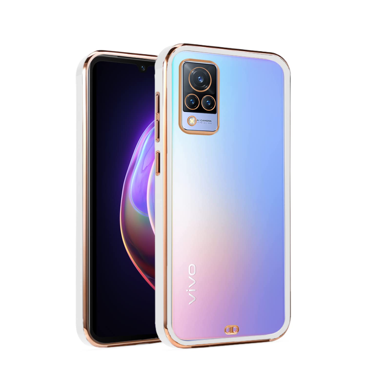 Pikkme Vivo V21 5G Chrome white mobile back cover