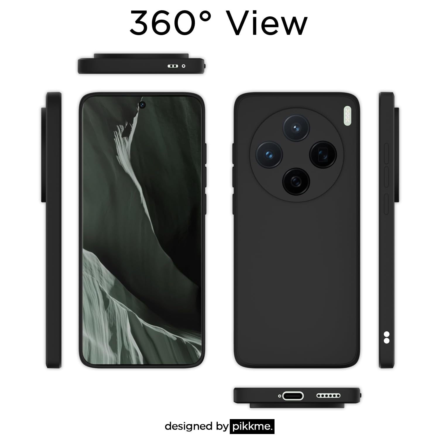 Pikkme Vivo X200 5G Liquid Silicone Back Cover (Black)