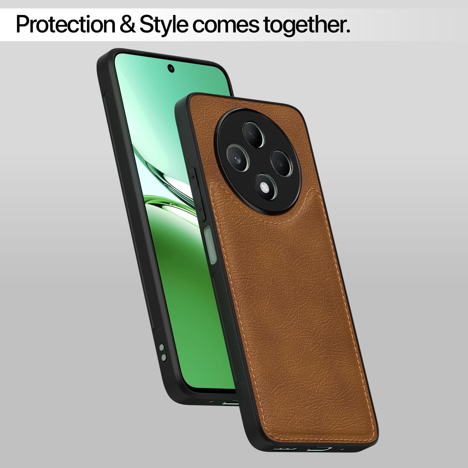 Pikkme brown Leather mobile back cover for Oppo F27 5G – photo 6