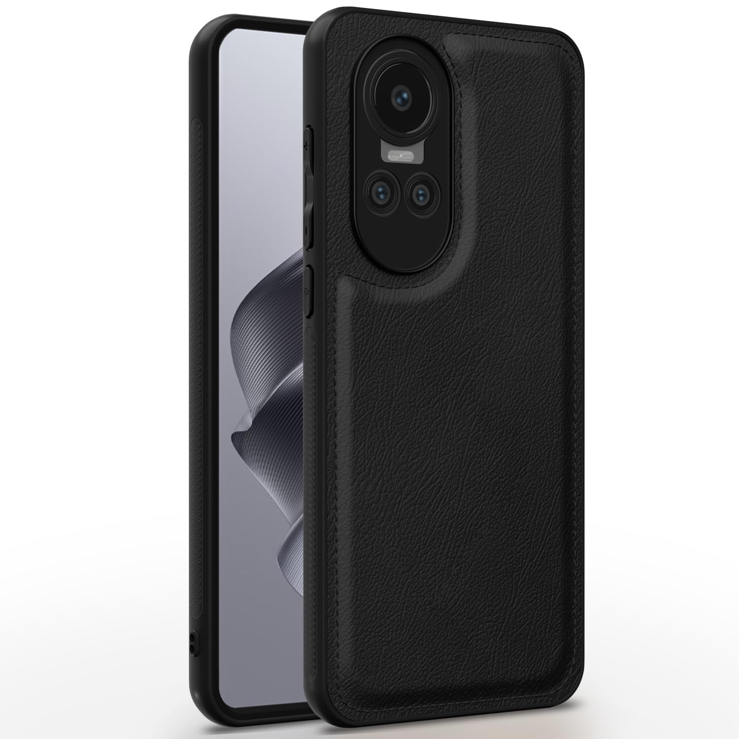 Black Leather back cover for Oppo Reno 10 5G – Pikkme