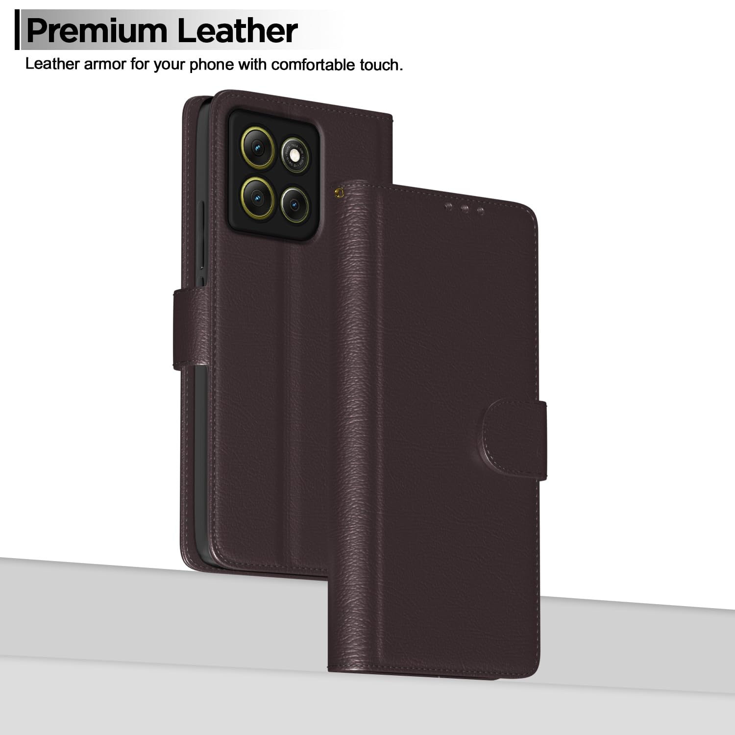 Moto G86 Power 5G Wallet mobile flip cover in coffee by Pikkme – photo 2