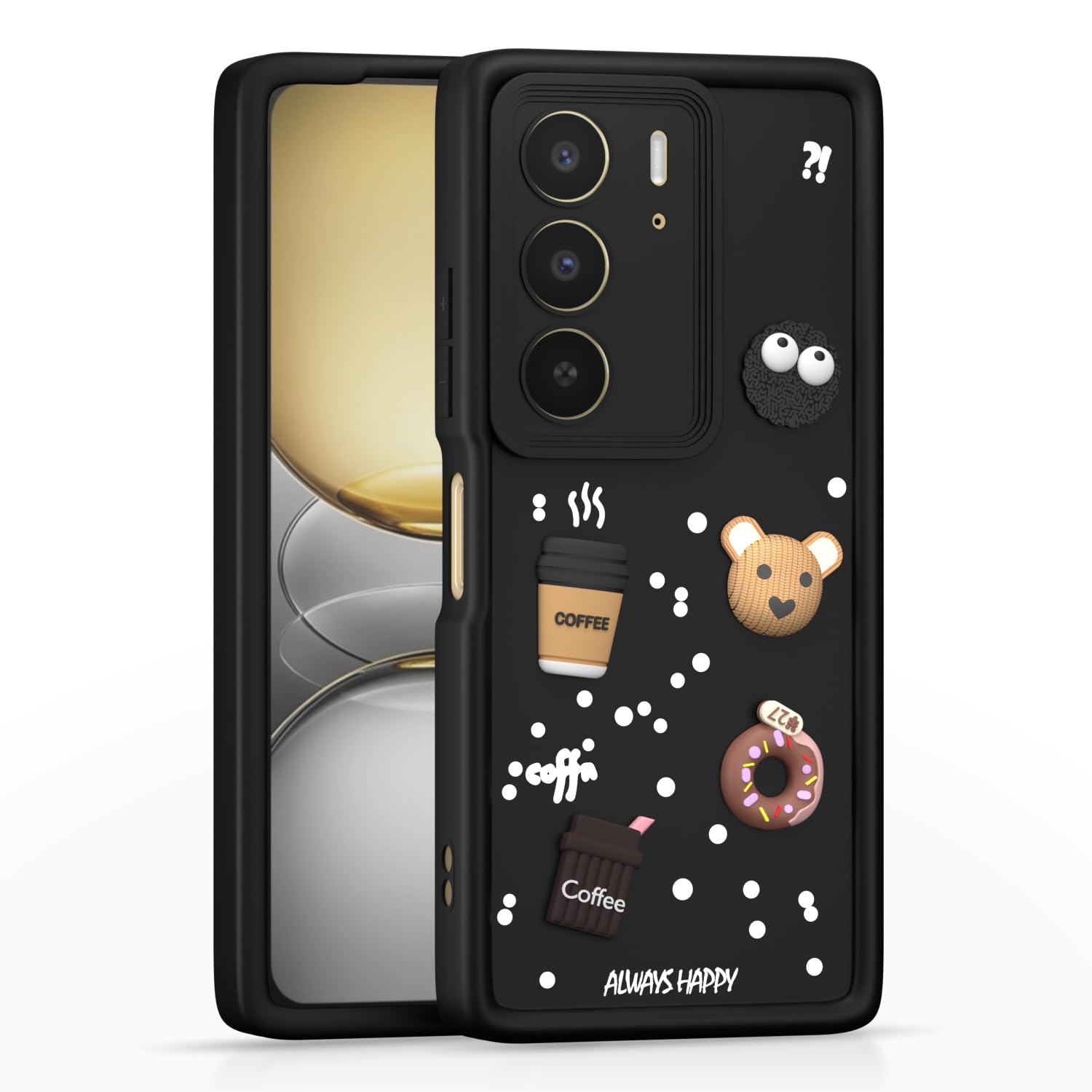 Realme C75/3D Silicone back cover in black by Pikkme