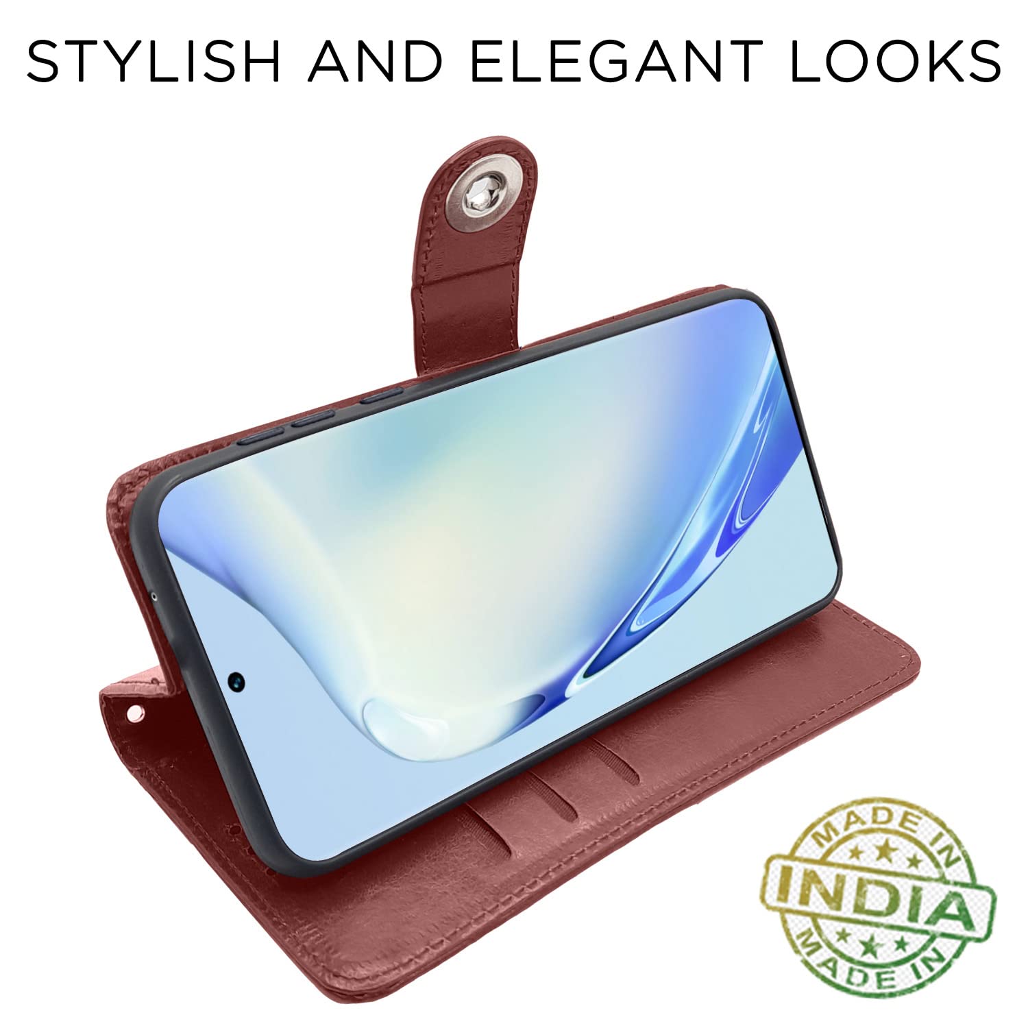Pikkme Vivo V27/V27 Pro 5G Button brown flip case – photo 5
