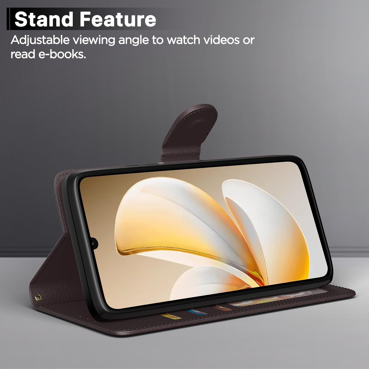 Realme P4 Lite 4G wallet flip cover in coffee by Pikkme – photo 3
