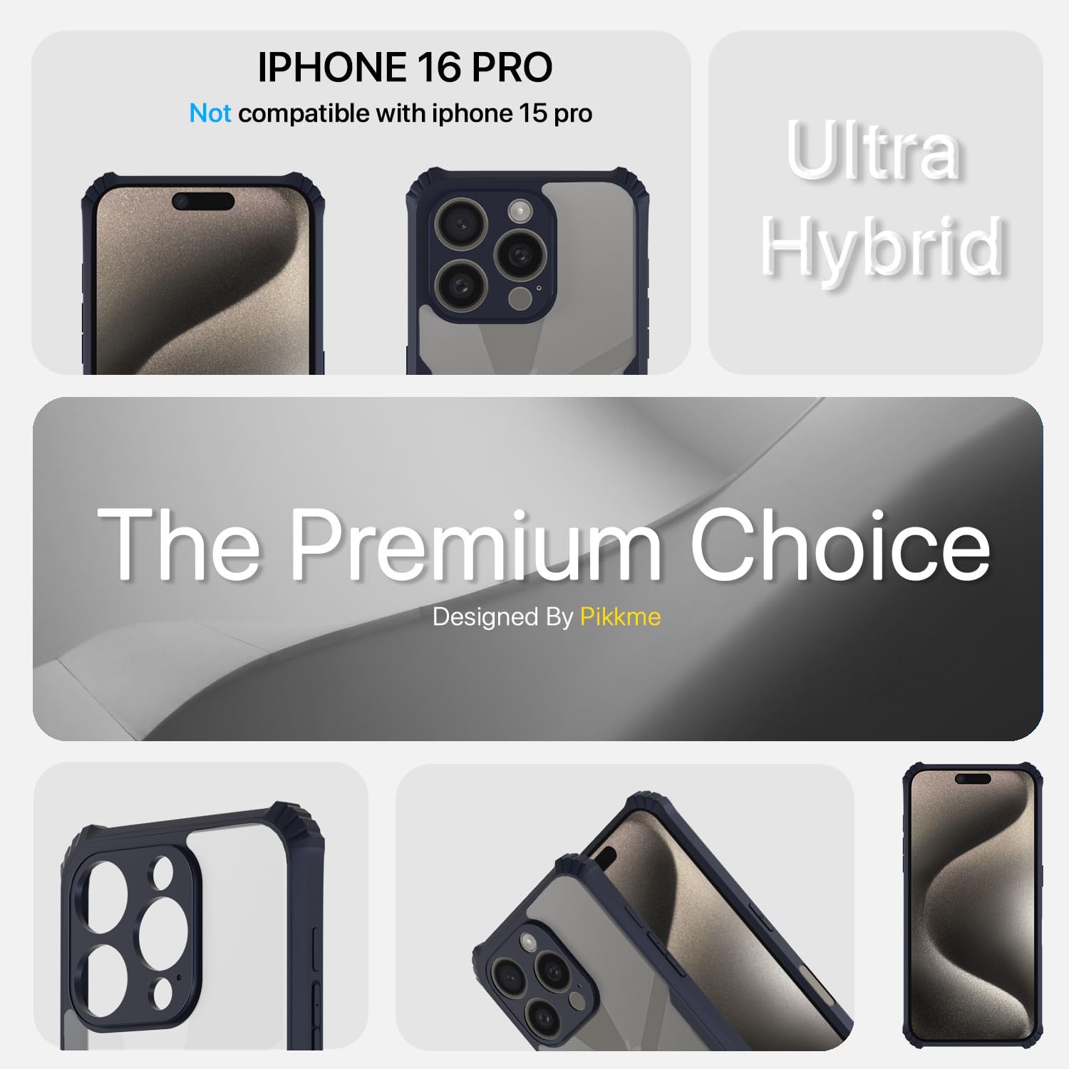 Pikkme iPhone 16 Pro Shockproof Eagle Clear Transparent Back Cover (Blue)