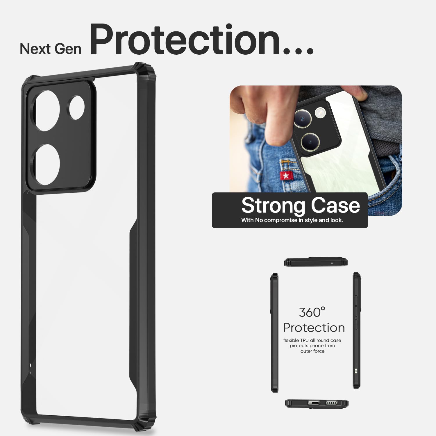 Pikkme Vivo Y200 Pro 5G Clear black mobile cover – photo 6
