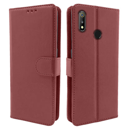 Pikkme Realme 3 Vintage Flip Cover (Brown)
