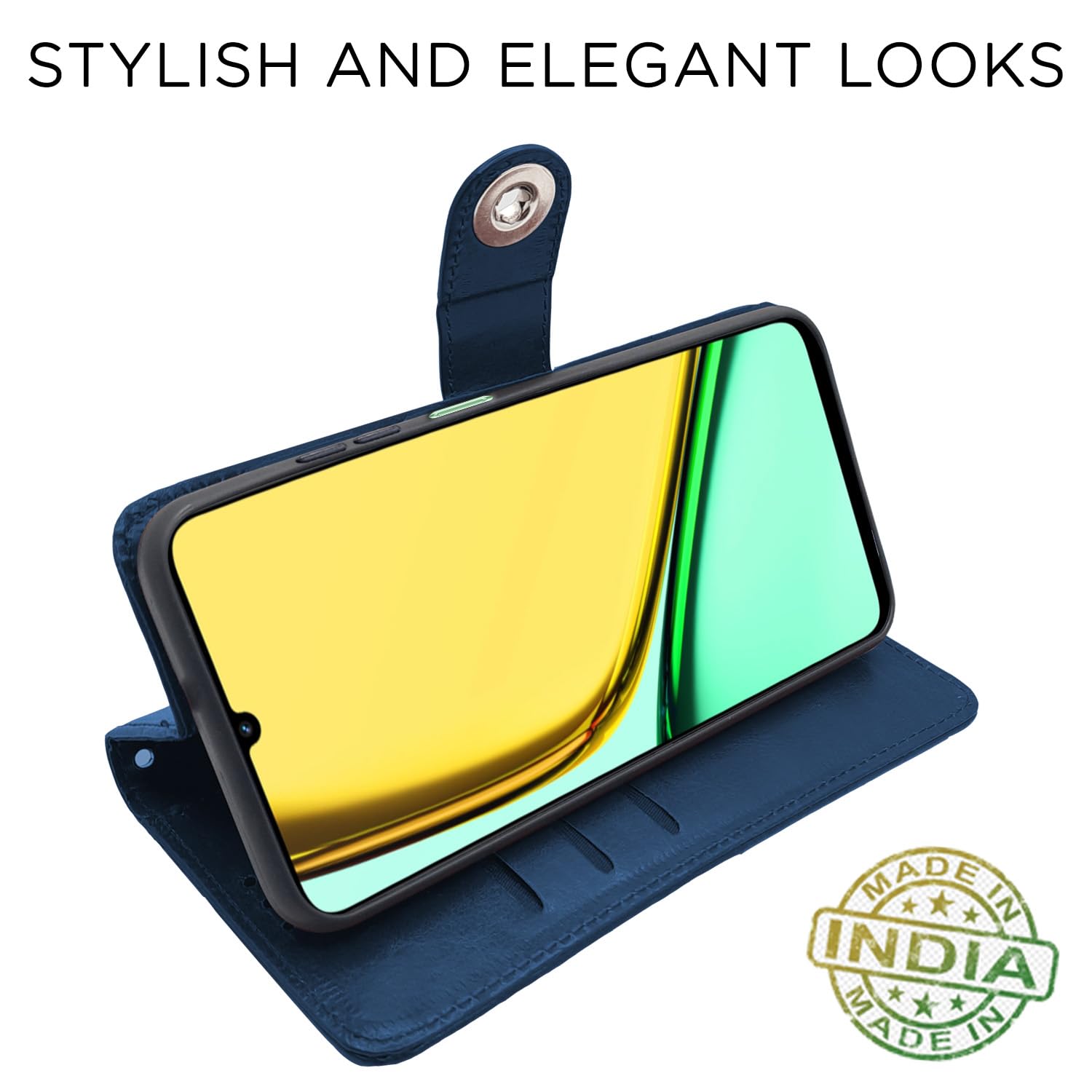 Pikkme Realme C61 / Realme Narzo N61 Vintage Flip Cover | Blue