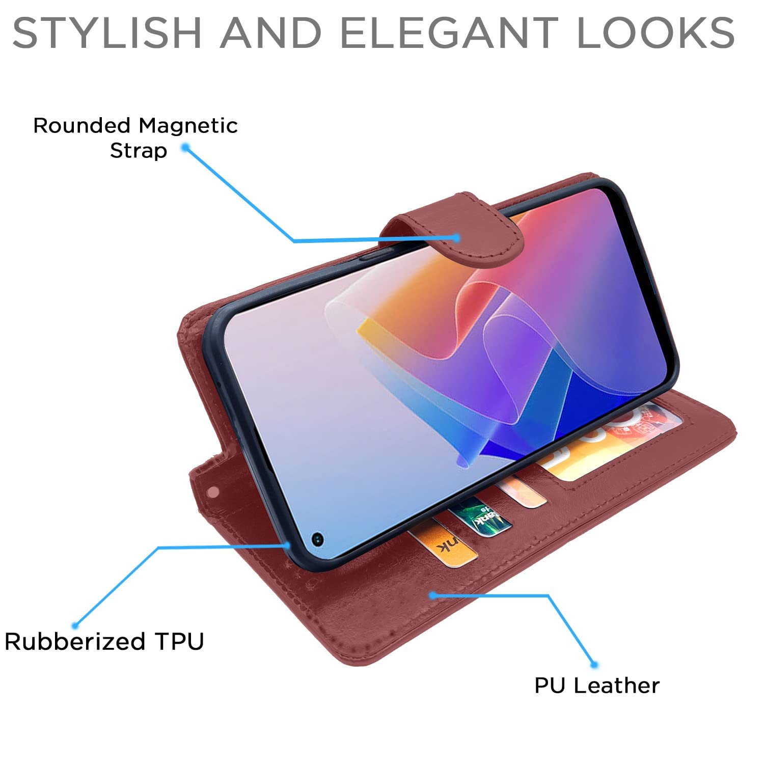 Pikkme brown Wallet wallet flip cover for Oppo F21 Pro/F21s Pro 5G – photo 5