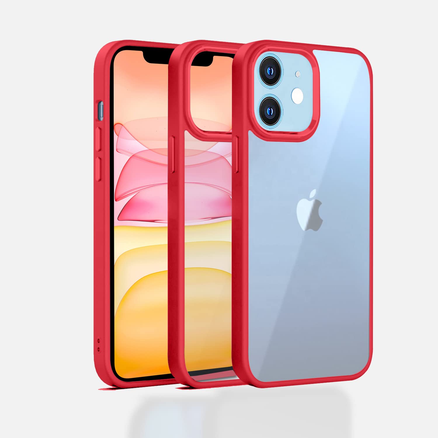 Pikkme iPhone 11 Electroplated Crome Metal Ring Back Cover (Red)