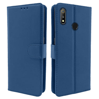 Pikkme Realme 3 Vintage Flip Cover (Blue)