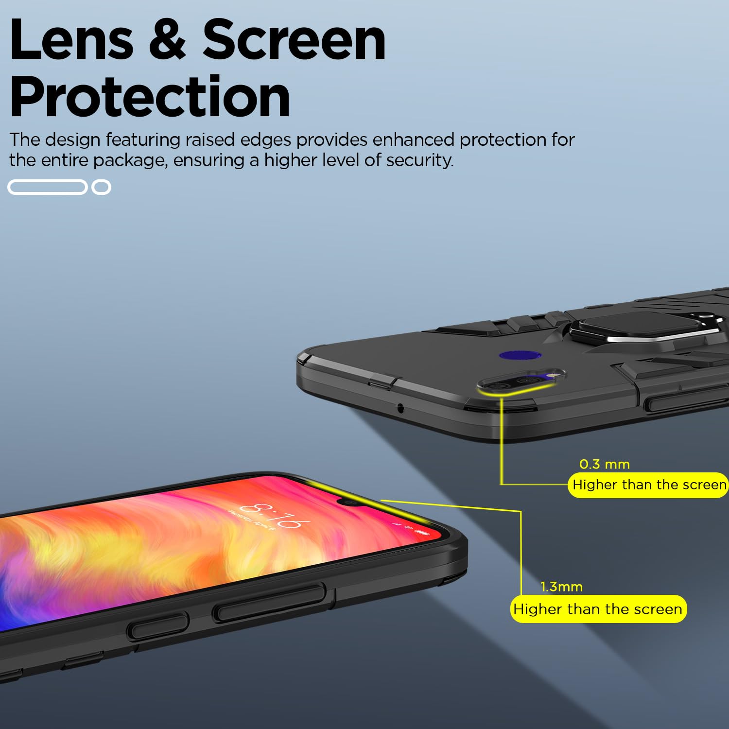 Pikkme Redmi Note 7 / Note 7 Pro/Note 7s D5 Tough Armor Back Cover | Black