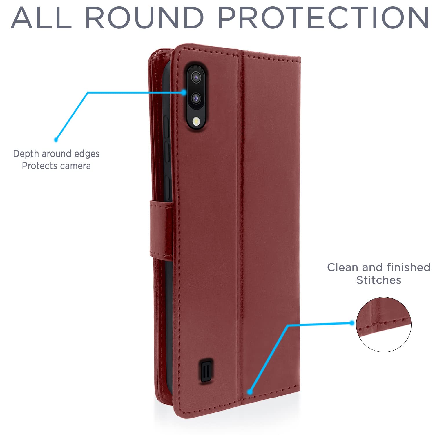 Pikkme Samsung Galaxy M10 Vintage Flip Cover (Brown)