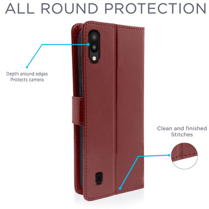 Pikkme Samsung Galaxy M10 Vintage Flip Cover (Brown)