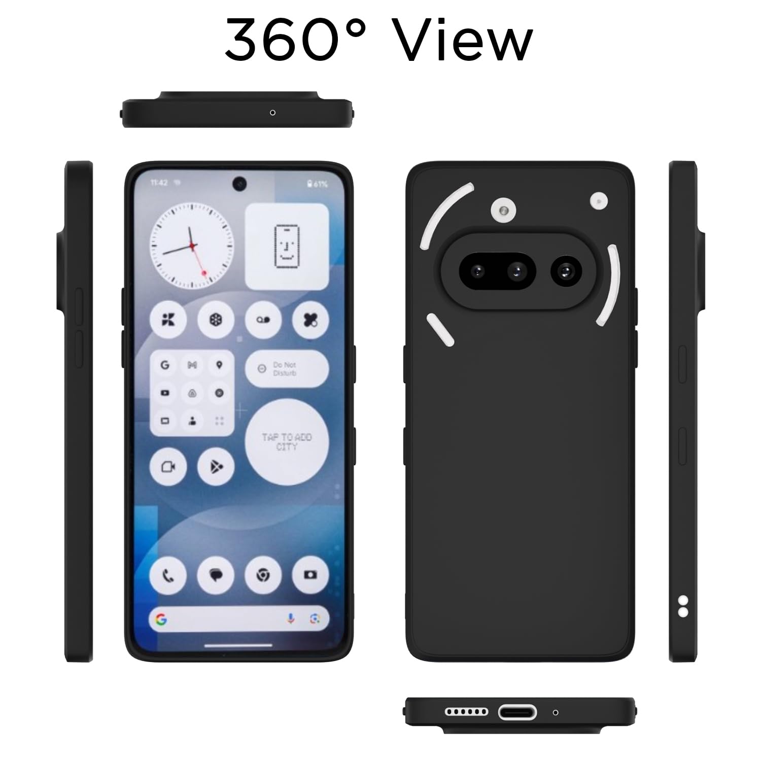 Pikkme Nothing Phone 3A Soft Matte Silicone Shockproof Case (Black)
